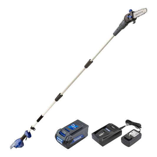 Wild Badger Power Cordless 40 Volt Brushed 8-inch Splitting Pole Saw, Includes 2.0 Ah Battery and Clip-on Charger