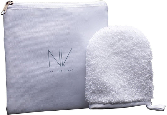 NV Reusable Makeup Remover MITTEN with Pouch, White Micro Fiber