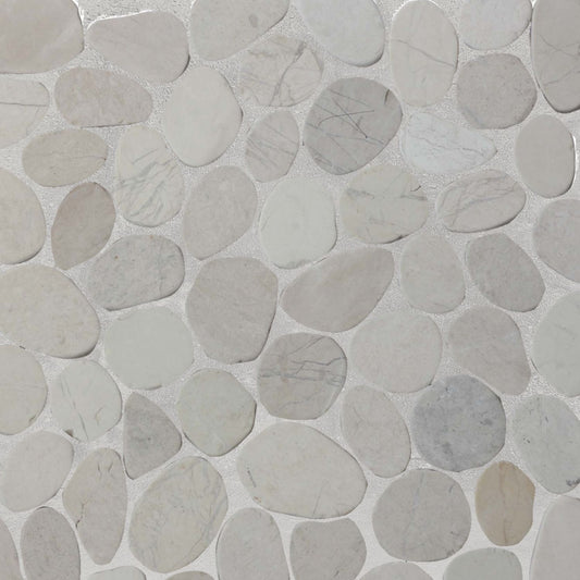 White Timor Sliced Pebble Mosaic Wall & Floor Tile