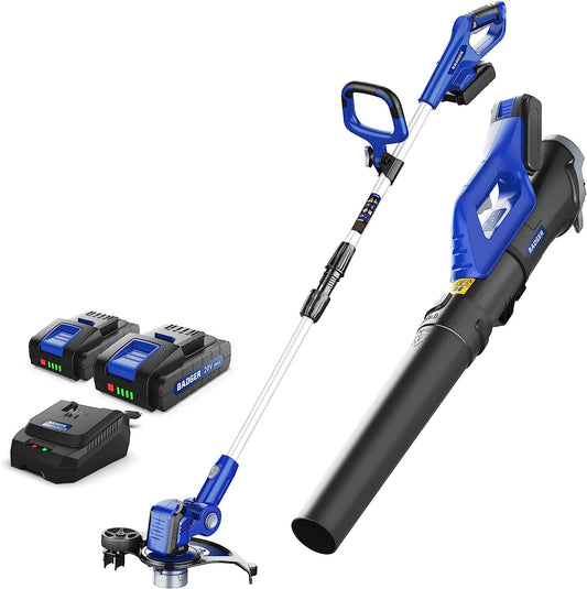 WILD BADGER POWER 20V Weed Eater/Wacker ,Leaf Blower,Wheeled Edger Kit Brushless Electric Battery Charger